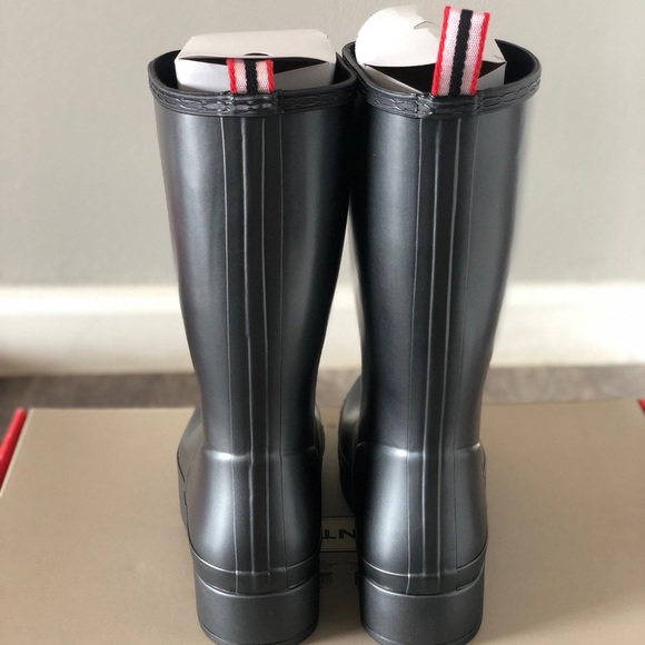 Shiny silver grey color & never worn hunter boots. - Picture 3 of 6